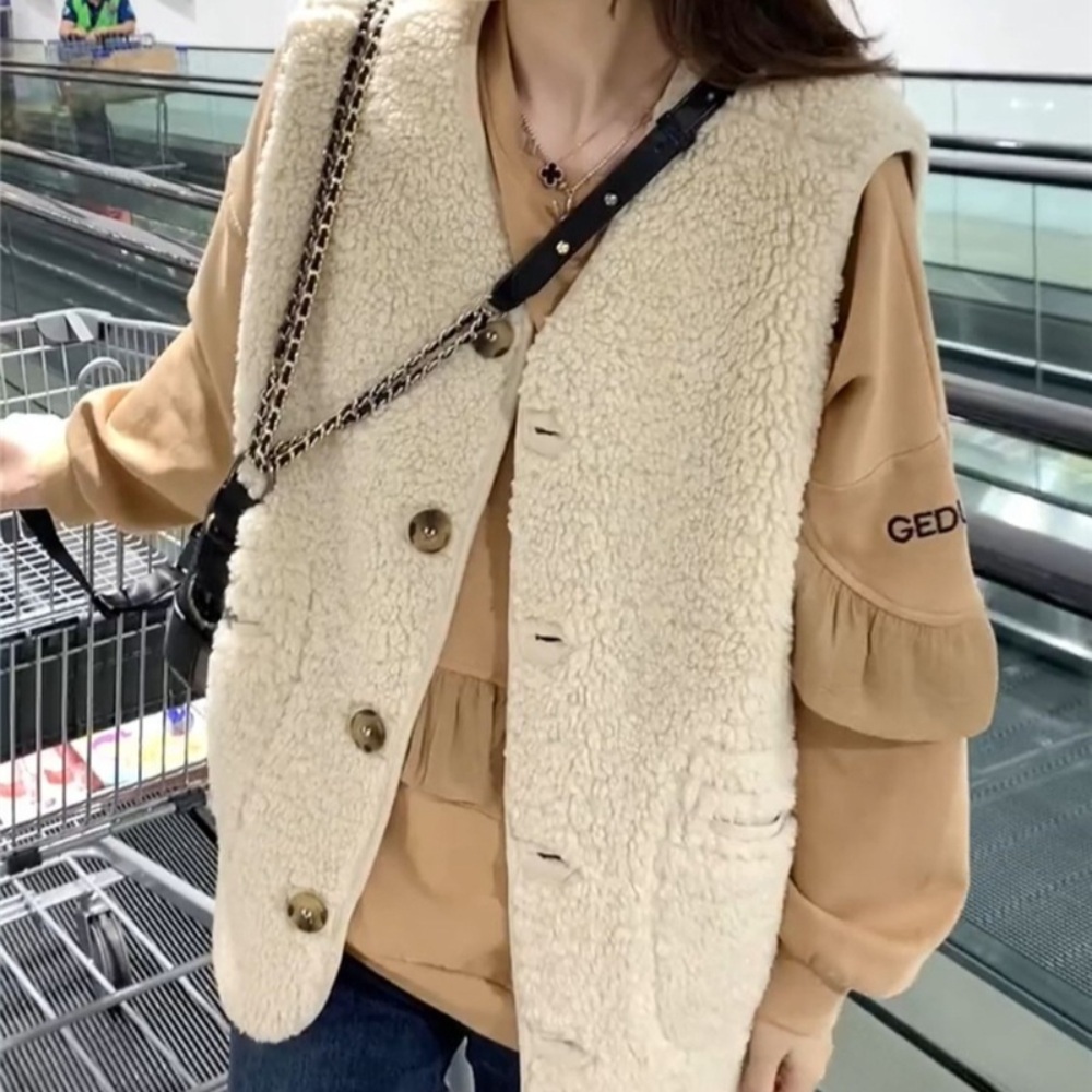 여자연예인 양털 조끼 베스트 데일리 레이어드 캐주얼 4컬러 - 상세 이미지 2