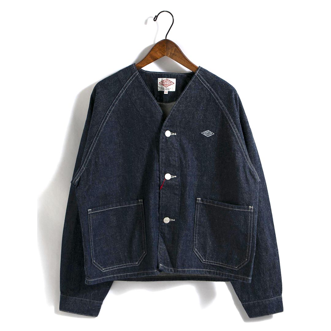 DANTON 단톤 데님 칼라리스 인디고 자켓 COLLARLESS DT-A0306 KDM - 상품 이미지