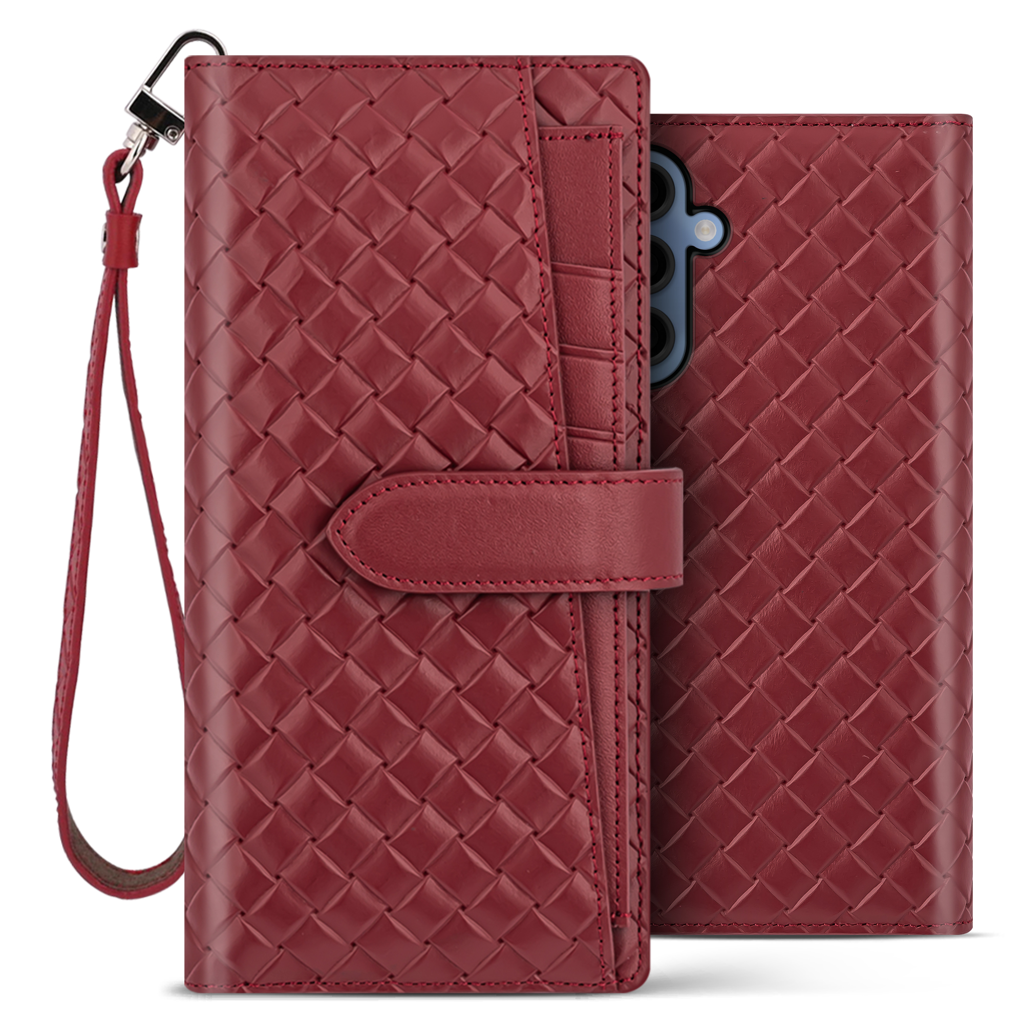 벨라벨루치 갤럭시 버디3 A15 비첸티노 카드포켓 지갑형 다이어리 핸드폰 케이스 마호가니 레드 - 상품 이미지