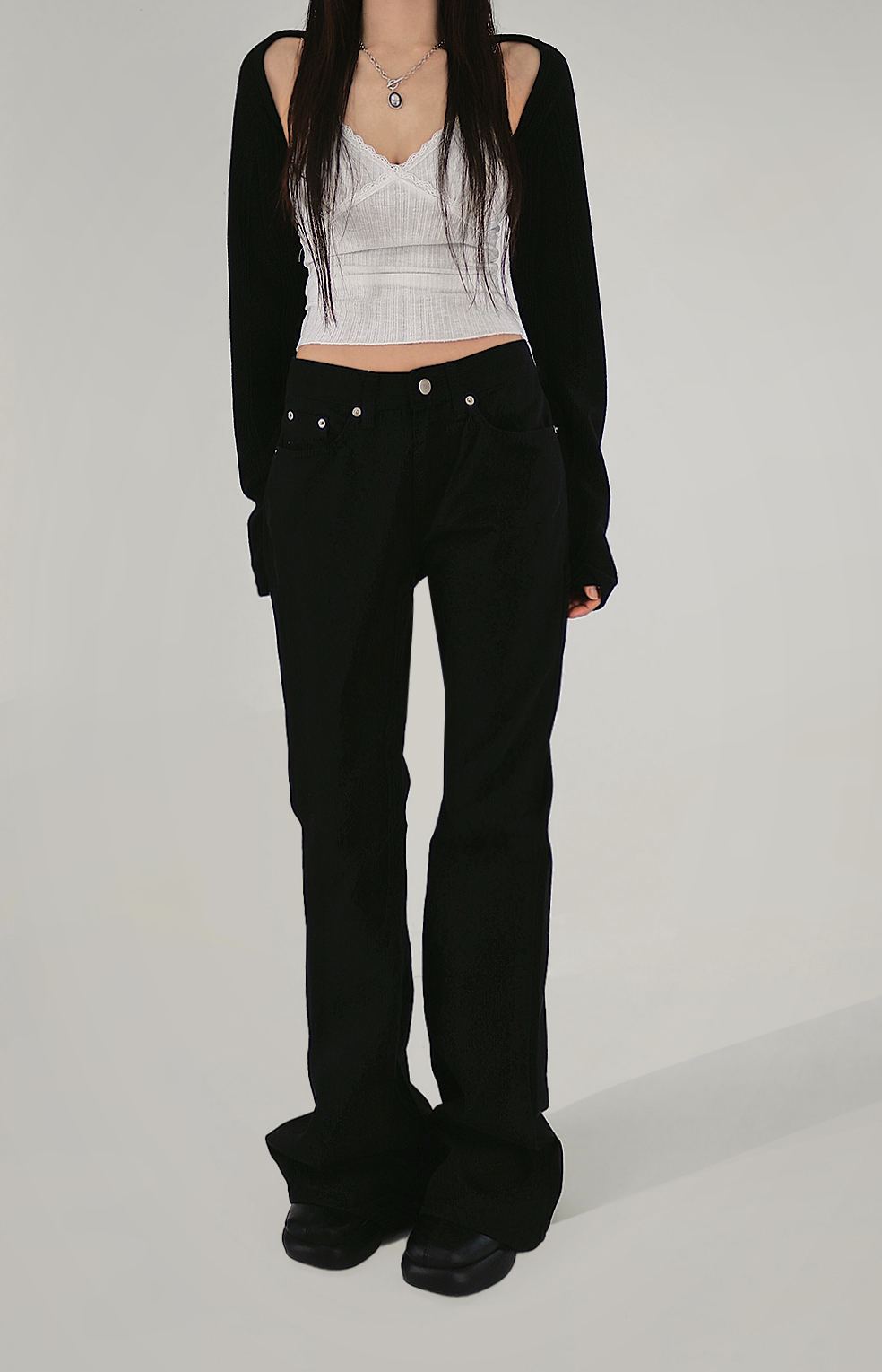 NEW BASIC RIVET COTTON SLIM WIDE SEMI BOOTCUT PANTS 뉴 베이직 리벳 코튼 슬림와이드 세미 부츠컷팬츠  (2 COLORS) 상세 이미지 15