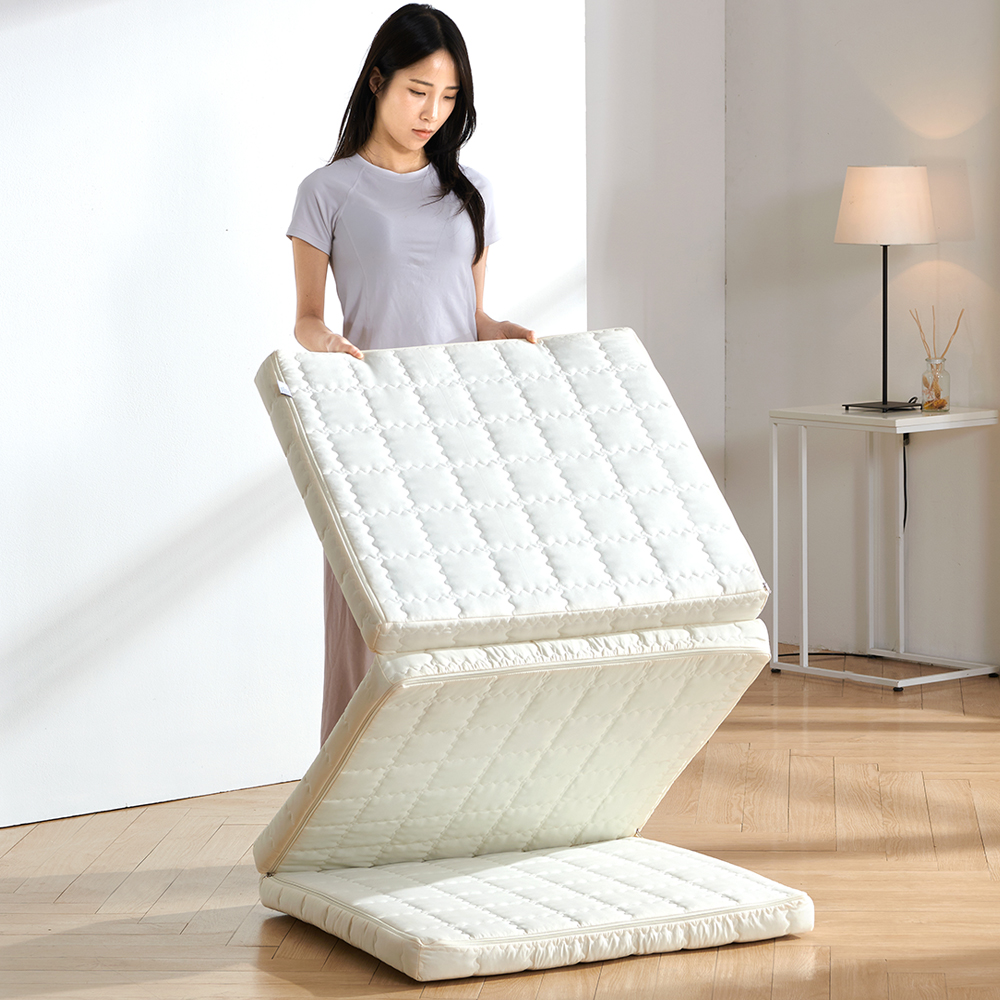 접이식 토퍼 매트리스 침대 바닥 자취 원룸 1인 수면매트 멀티싱글 3단 겉커버
