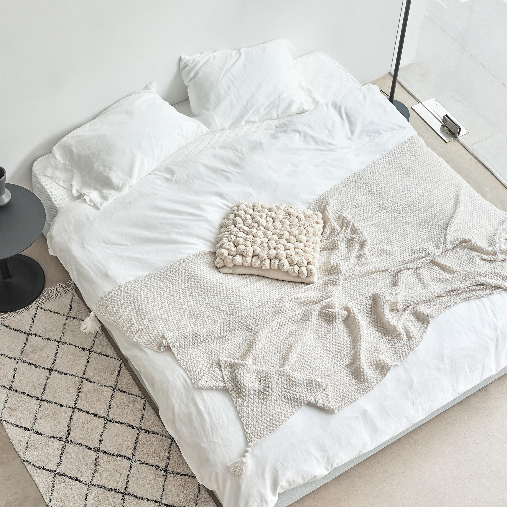 슬립퍼 라인 무헤드  침대 프레임 저상형 파운데이션 패브릭 침대 슈퍼싱글 S/SS