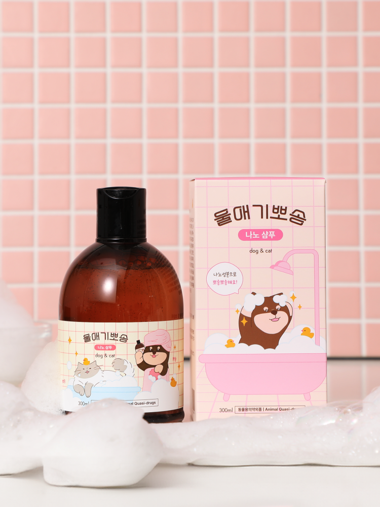 디어랩스 울애기뽀송 강아지 약용 샴푸 강아지피부각질 샴푸 베이비파우더향 300ml 1통 - 상세 이미지 3