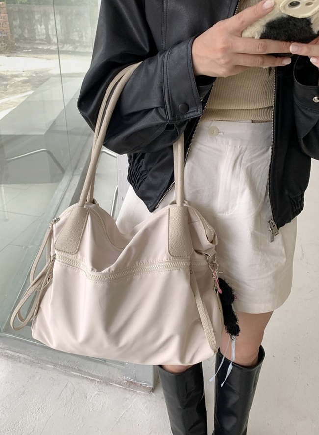 나일론 경량 투웨이 빅 쇼퍼 숄더백 직장인 여행 운동 보부상 천 가방 - 상세 이미지 2