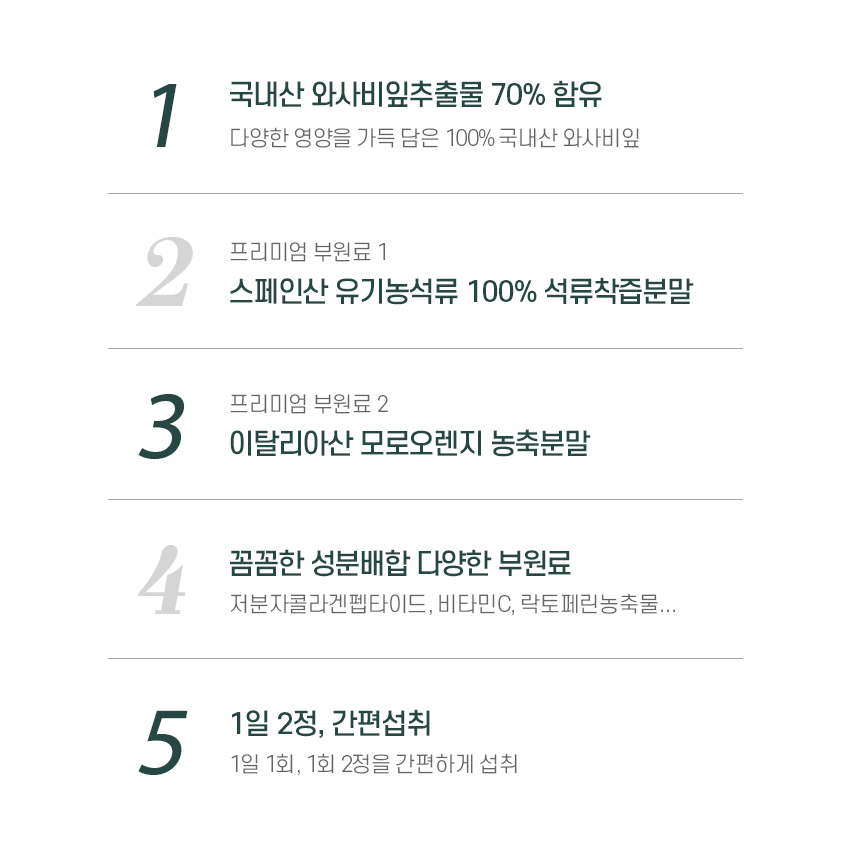 국산 와사비잎 추출물 분말 정 식약처 HACCP 2박스 2개월분 - 상세 이미지 3