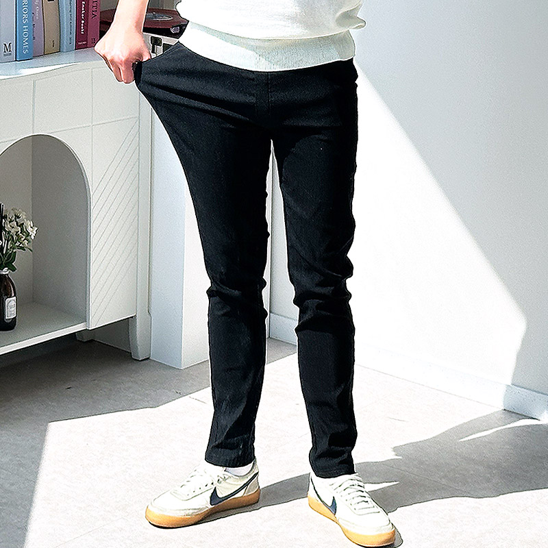 남자스판면바지 밴딩팬츠 테이퍼드핏 치노팬츠 - 상세 이미지 4