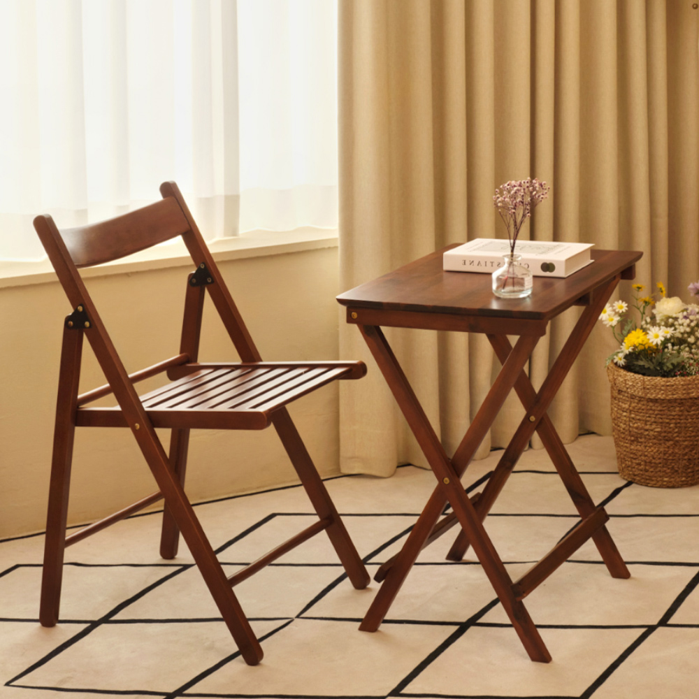 에이든 티크 접이식 테이블 - 브라운