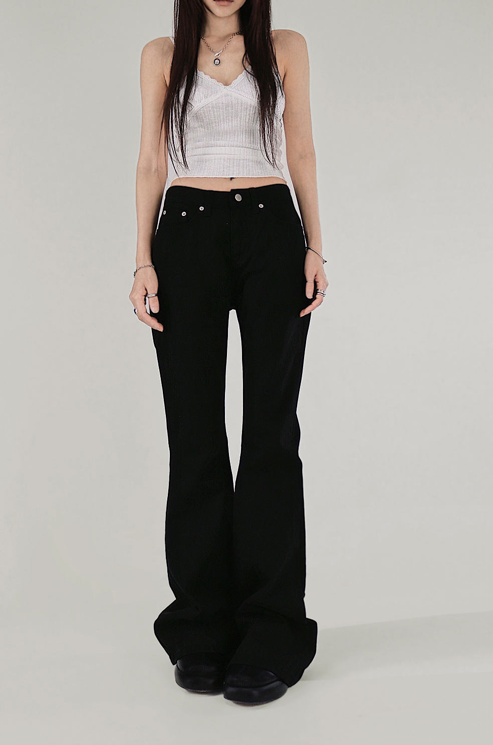 NEW BASIC RIVET COTTON SLIM WIDE SEMI BOOTCUT PANTS 뉴 베이직 리벳 코튼 슬림와이드 세미 부츠컷팬츠  (2 COLORS) 상세 이미지 11