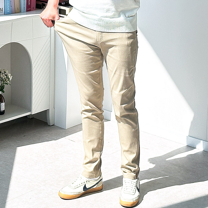 남자스판면바지 밴딩팬츠 테이퍼드핏 치노팬츠 - 상세 이미지 2