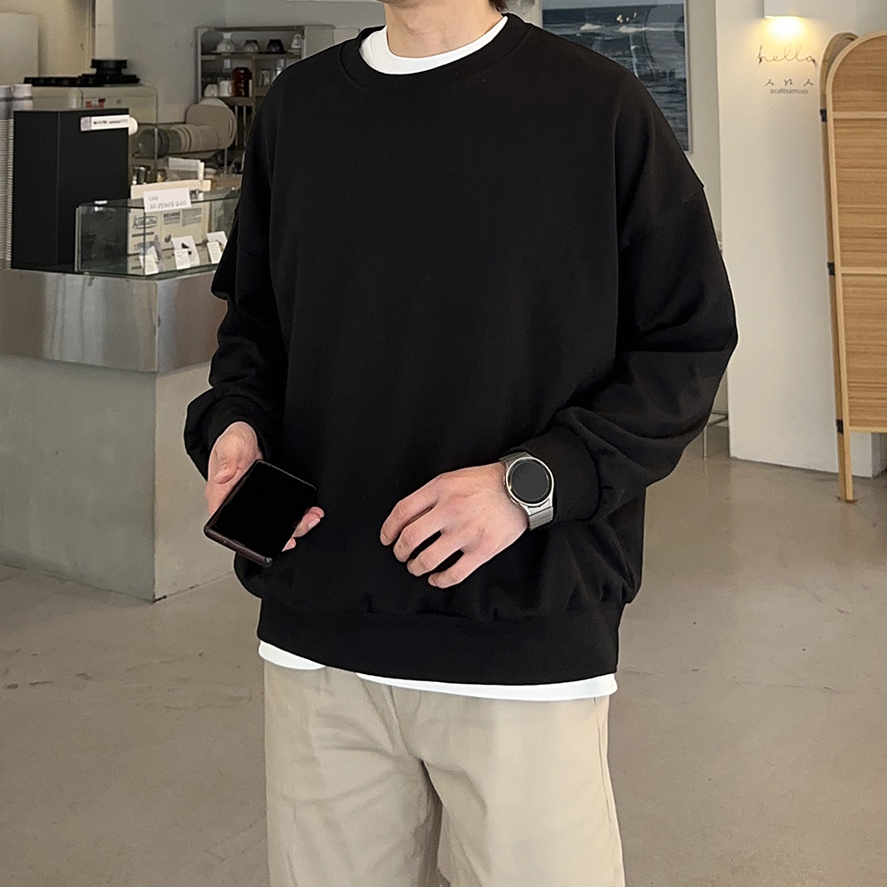 남자맨투맨 빅사이즈 무지 커플 라운드 맨투맨