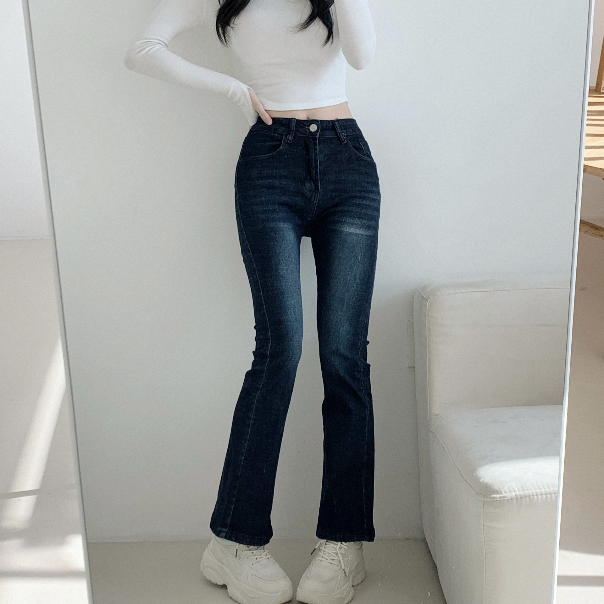 [여성청바지] 사계절 캣워싱 스판 부츠컷 청바지 이미지 6