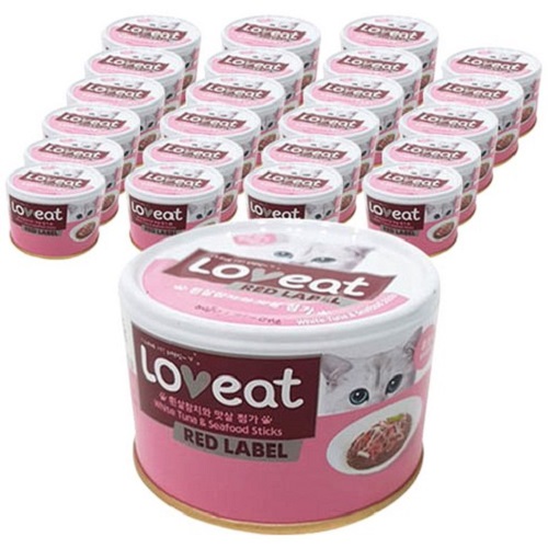 사조 고양이캔 러브잇 레드라벨 대용량 흰살참치+맛살, 160g, 24개 - 상품 이미지