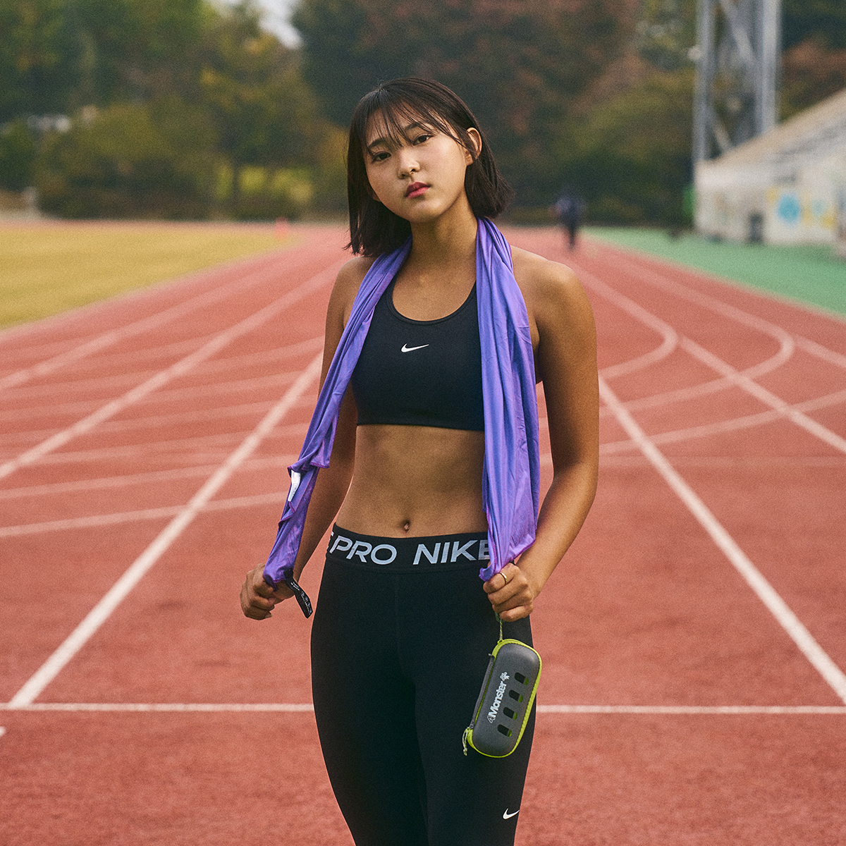 스포츠타올 L 퍼플 등산 레저 캠핑 수영수건 운동 다용도 극세사 타월 EVA 케이스 포함 - 상세 이미지 3