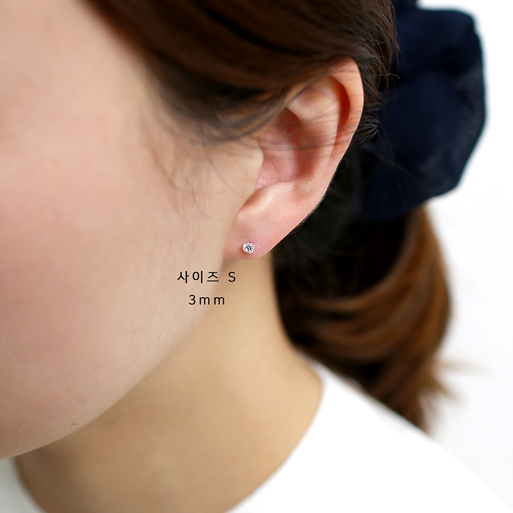 14k피어싱 14케이 초미니 얇은 귓바퀴 귓볼 아웃컨츠 이너컨츠 6발 큐빅 골드 피어싱 - 상세 이미지 3