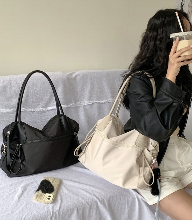 나일론 경량 투웨이 빅 쇼퍼 숄더백 직장인 여행 운동 보부상 천 가방 - 상세 이미지 4
