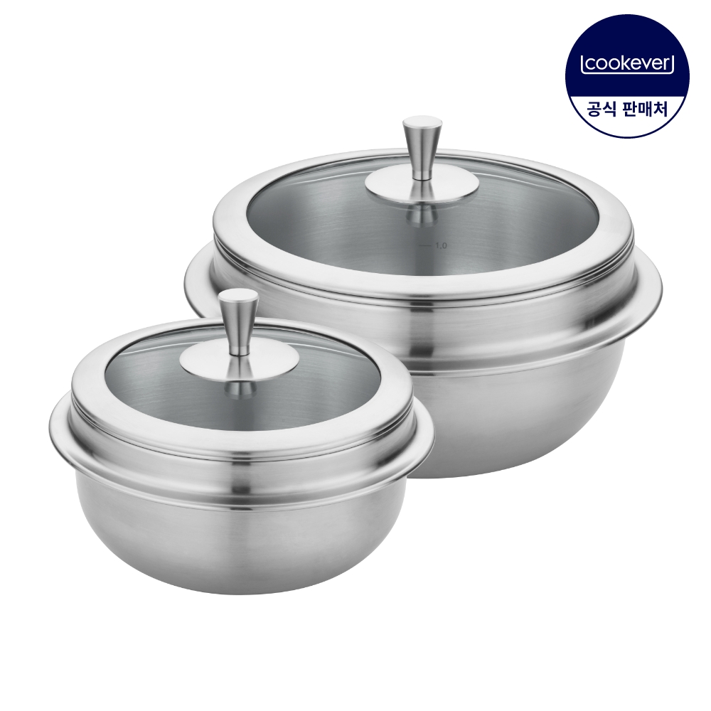 쿡에버 누보 인덕션 통3중 스텐 뚝배기 2종 세트 (G14+G18)