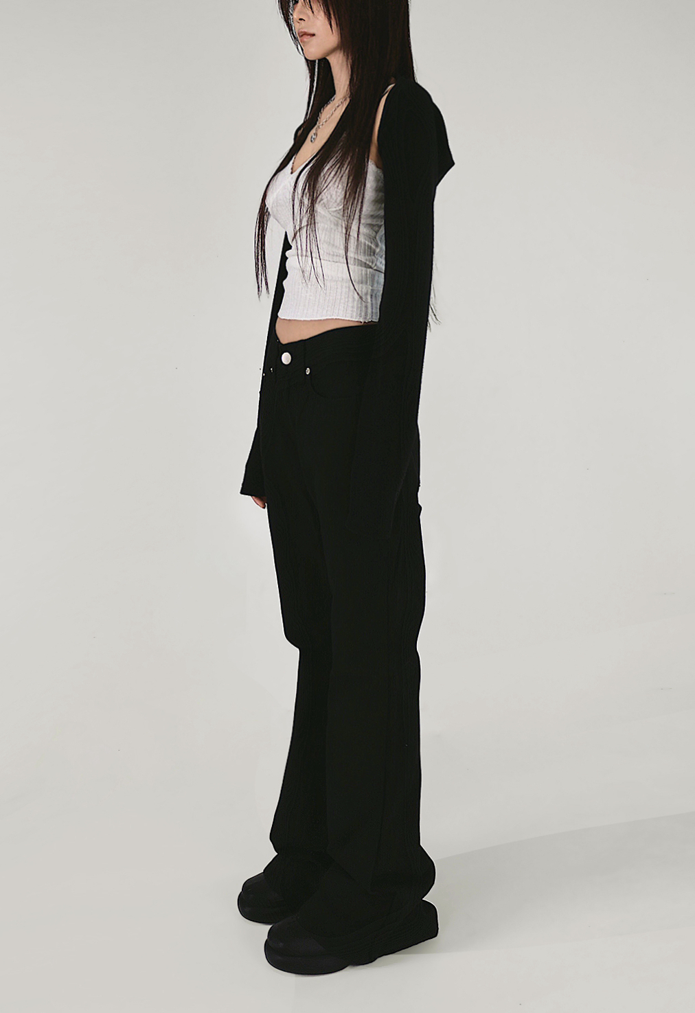 NEW BASIC RIVET COTTON SLIM WIDE SEMI BOOTCUT PANTS 뉴 베이직 리벳 코튼 슬림와이드 세미 부츠컷팬츠  (2 COLORS) 상세 이미지 6