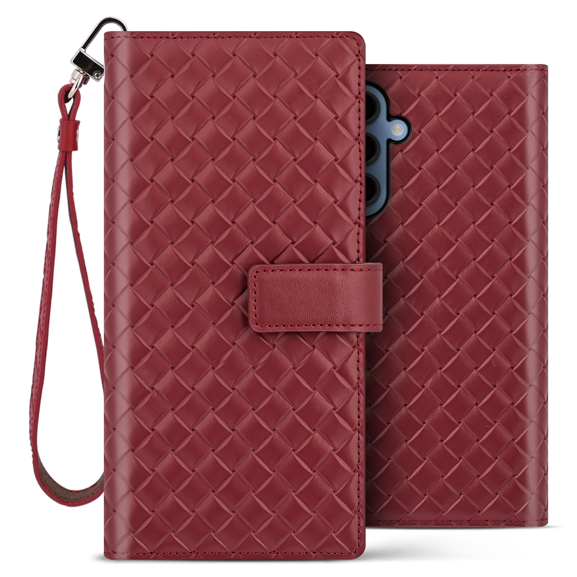 벨라벨루치 갤럭시 버디3 A15 비첸티노 슬림 지갑형 다이어리 핸드폰 케이스 마호가니 레드 - 상품 이미지