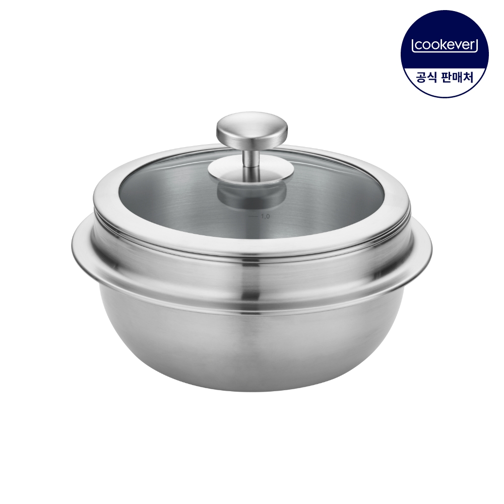 쿡에버 IH 인덕션 통3중 스텐 뚝배기 글라스 18cm
