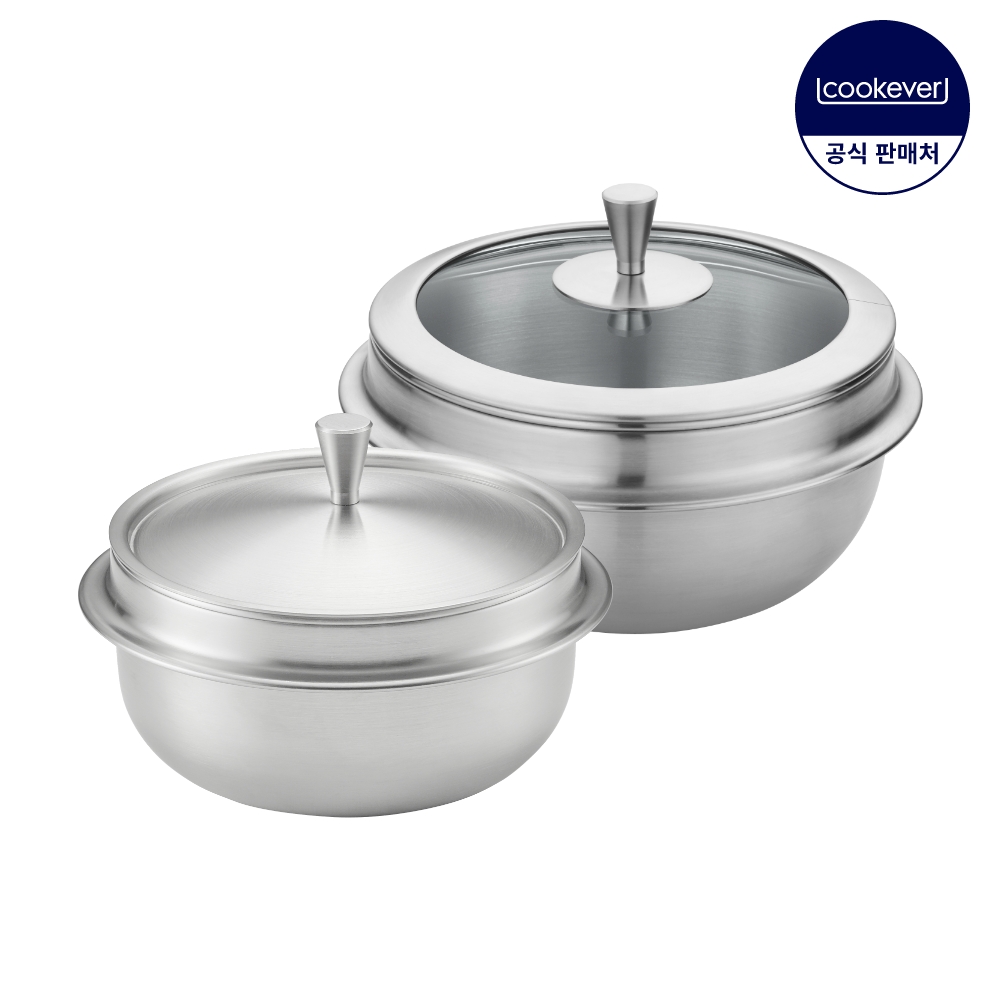 쿡에버 누보 인덕션 통3중 스텐 뚝배기 2종 세트 (S14+G16)