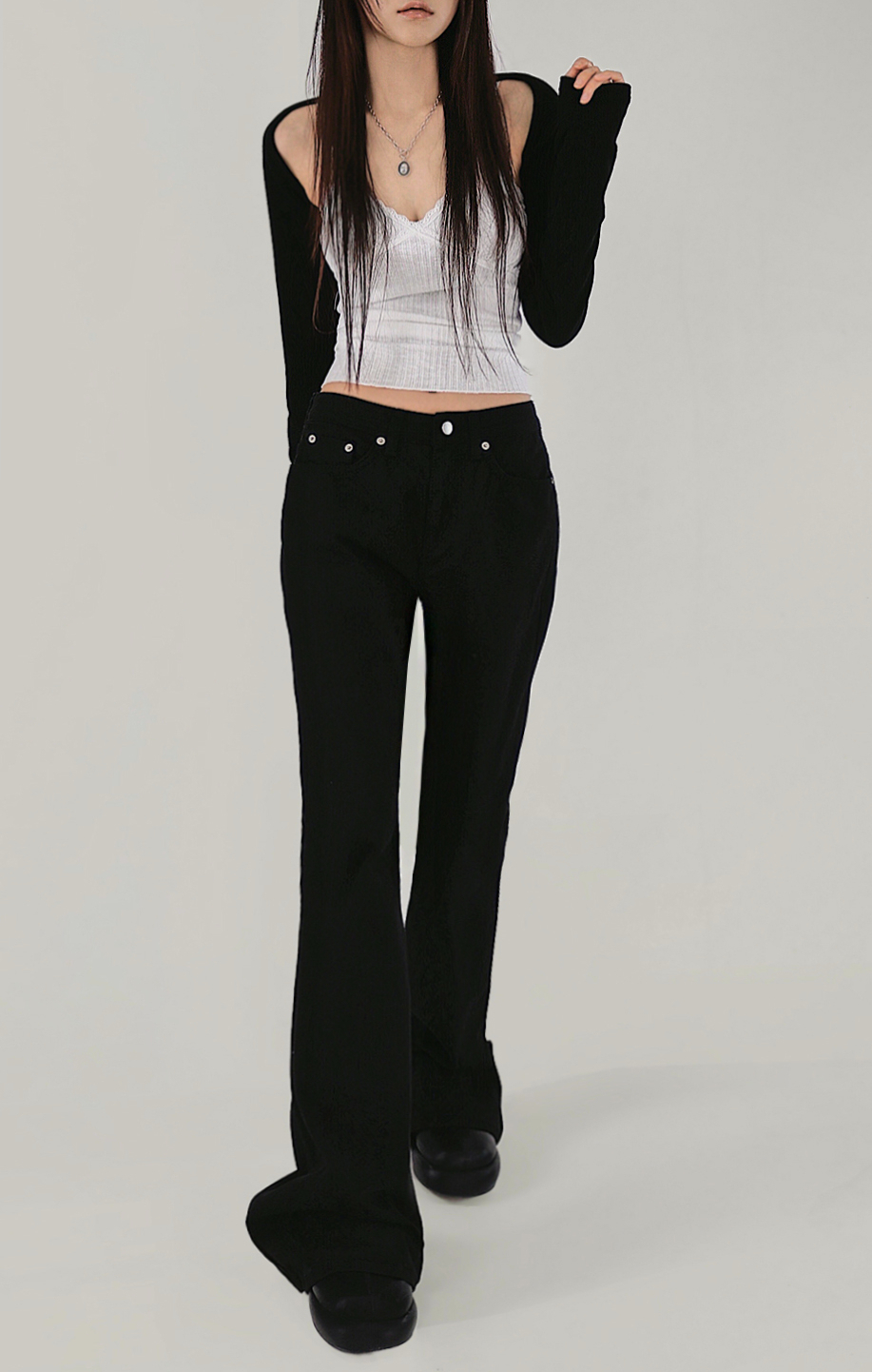 NEW BASIC RIVET COTTON SLIM WIDE SEMI BOOTCUT PANTS 뉴 베이직 리벳 코튼 슬림와이드 세미 부츠컷팬츠  (2 COLORS) 상세 이미지 17