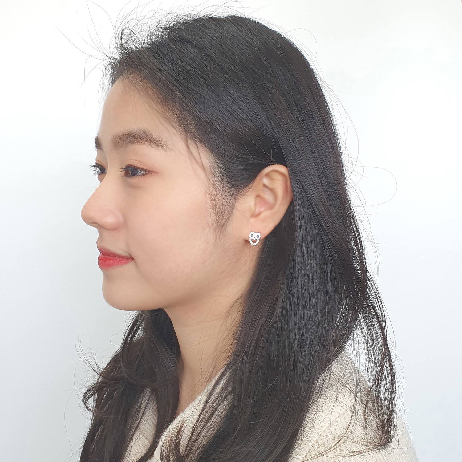 야랑쥬얼리 925실버 작은 Owl 큐빅 귀걸이 - 상세 이미지 4