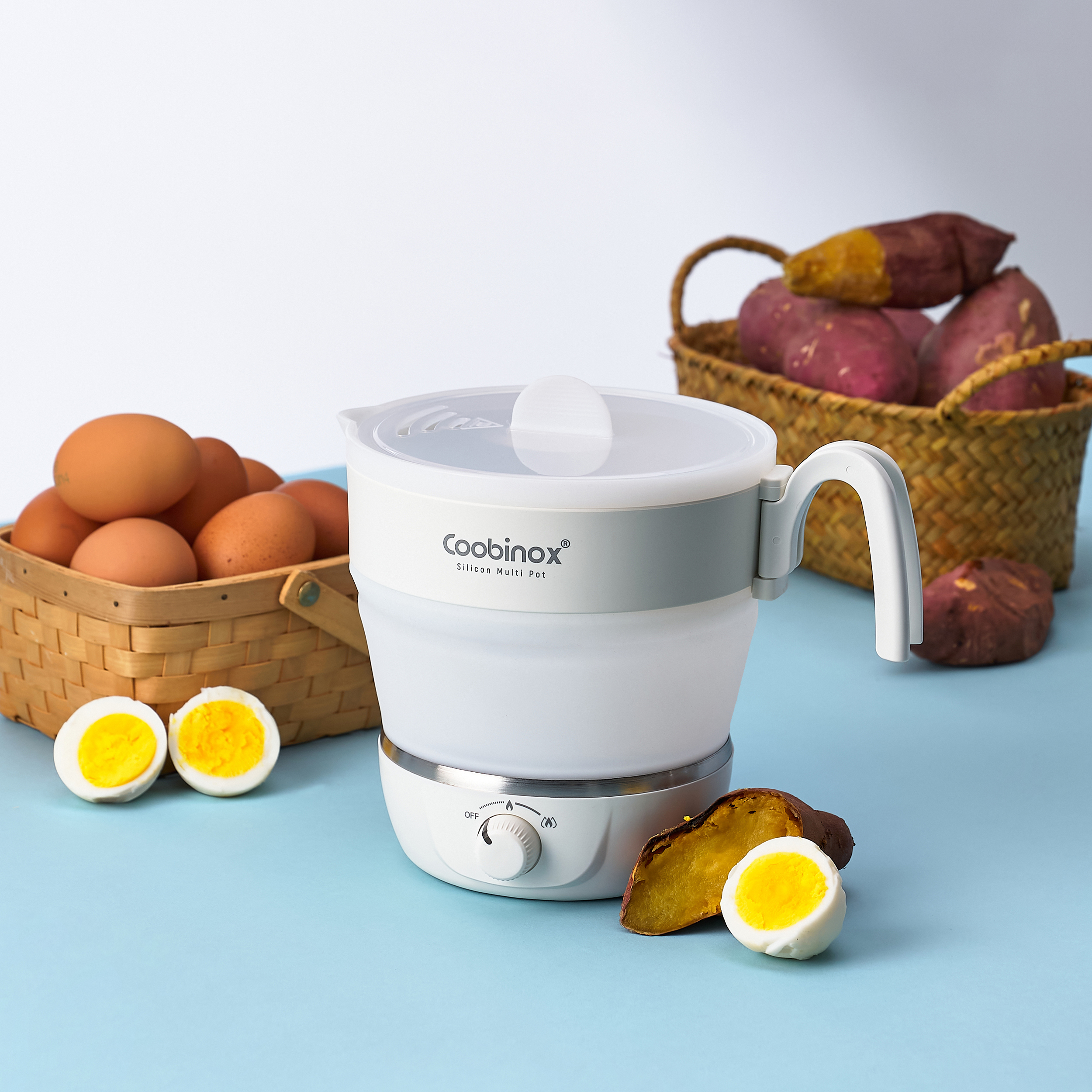 여행용 전기포트 휴대용 접이식 SUS316 스텐 커피 분유 햇반 화이트A