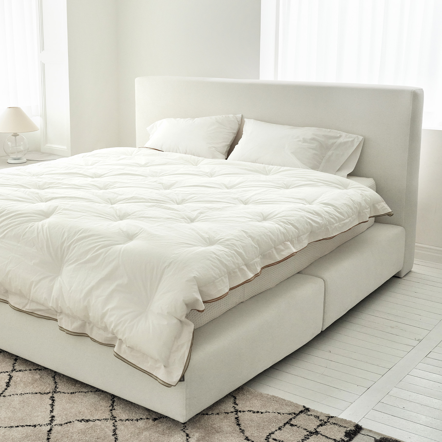 슬립퍼 라인 무헤드  침대 프레임 저상형 파운데이션 패브릭 침대 슈퍼싱글 S/SS