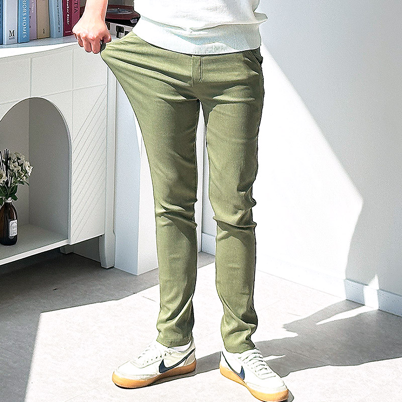 남자스판면바지 밴딩팬츠 테이퍼드핏 치노팬츠