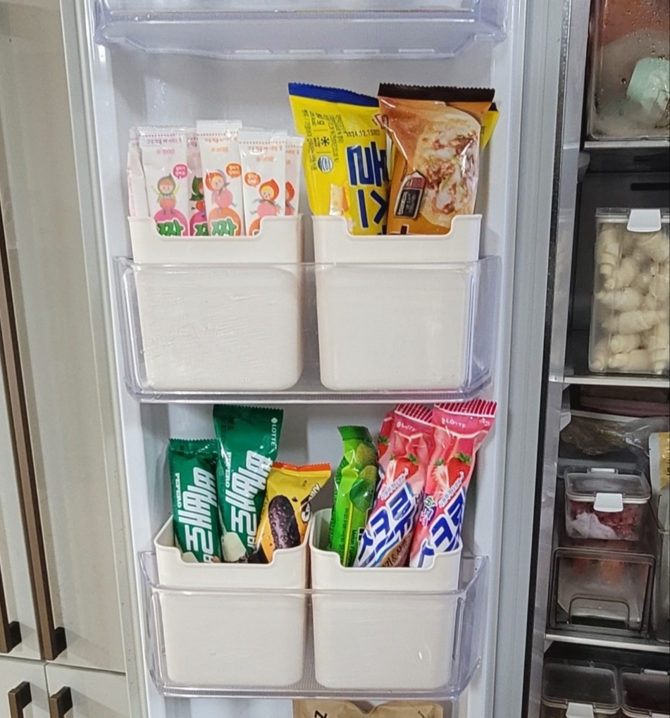 냉장고 도어포켓 용기 소스정리 수납함 트레이 냉장고 정리 욕실장 상부장 기본형 - 상품 이미지