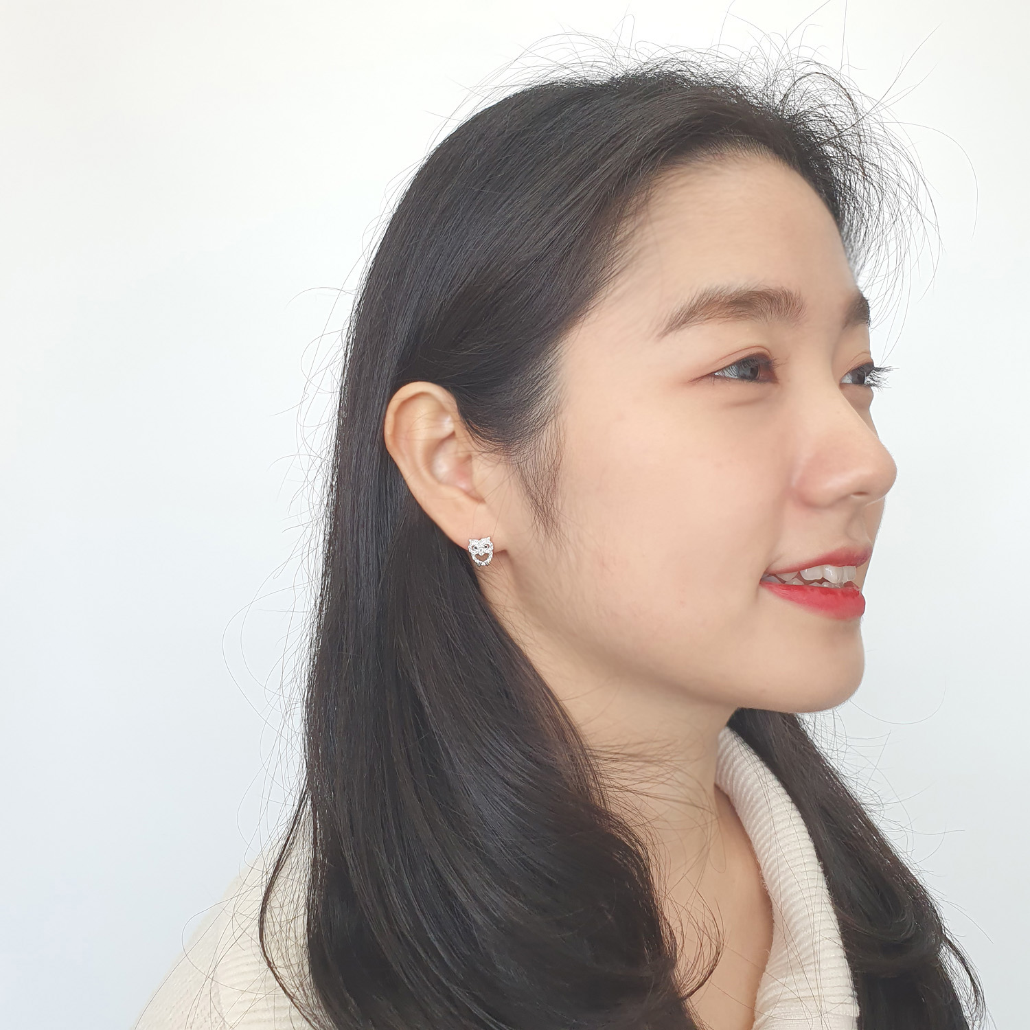 야랑쥬얼리 925실버 작은 Owl 큐빅 귀걸이 이미지 8