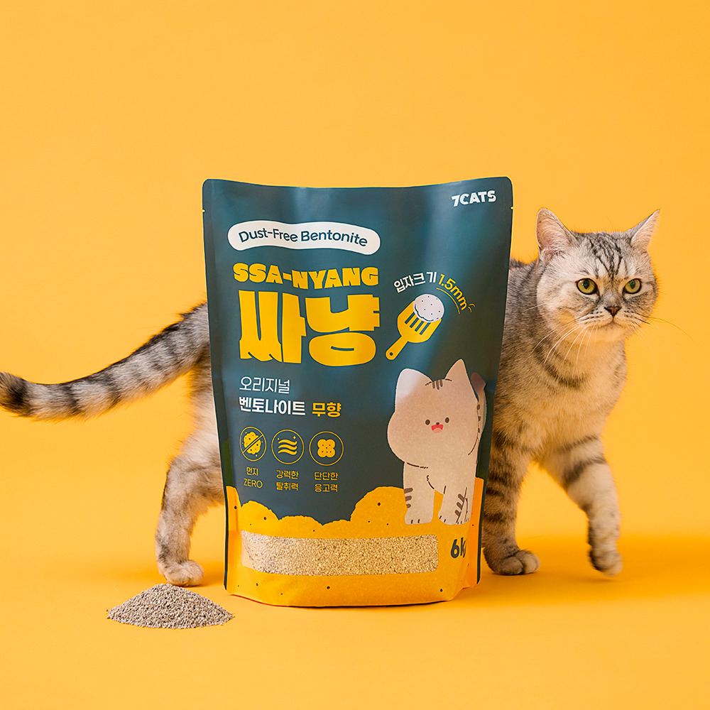 7CATS 싸냥 프리미엄 벤토나이트 고양이 모래 무향 1.5mm 12kg, 18kg - 상세 이미지 2