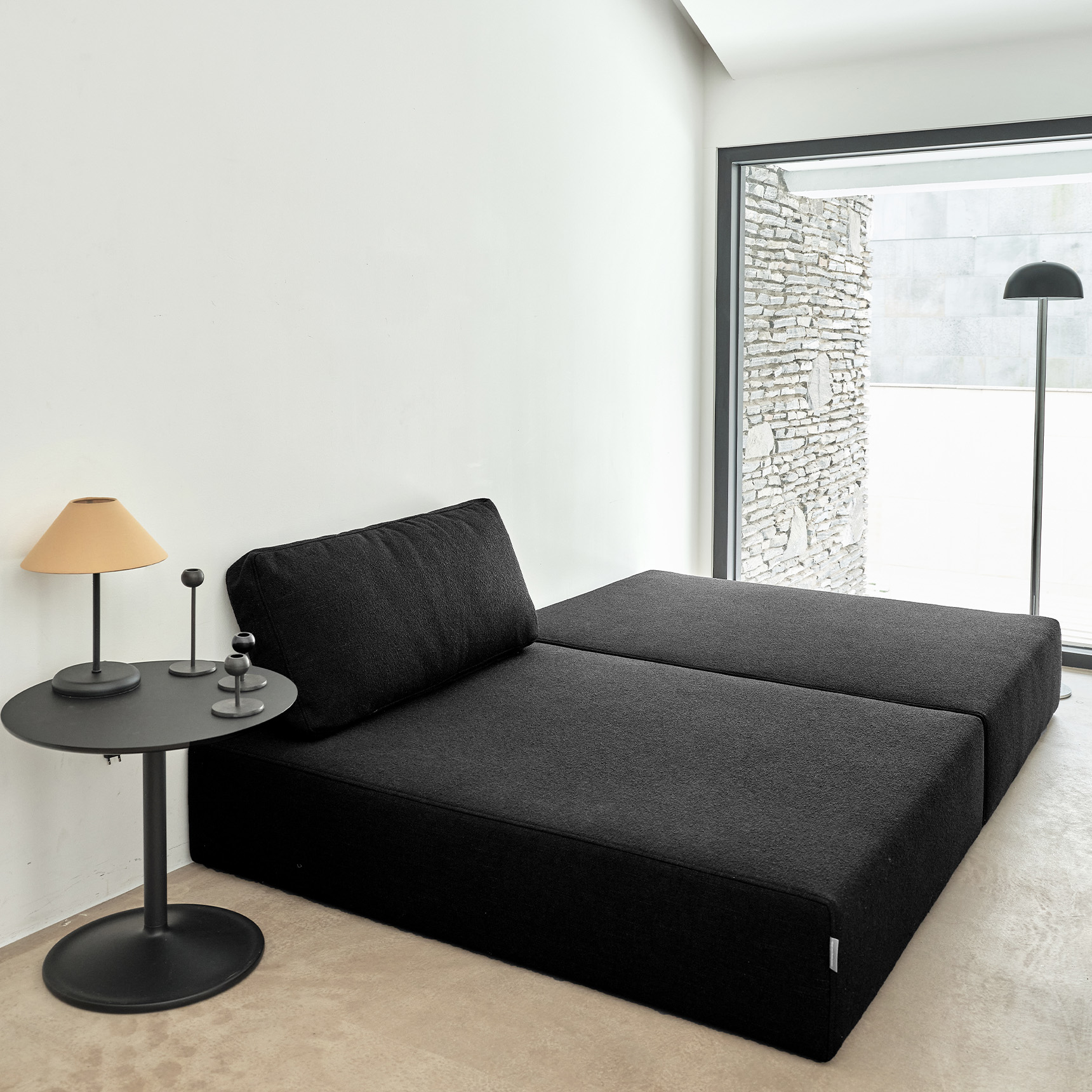 슬립퍼 라인 무헤드  침대 프레임 저상형 파운데이션 패브릭 침대 슈퍼싱글 S/SS