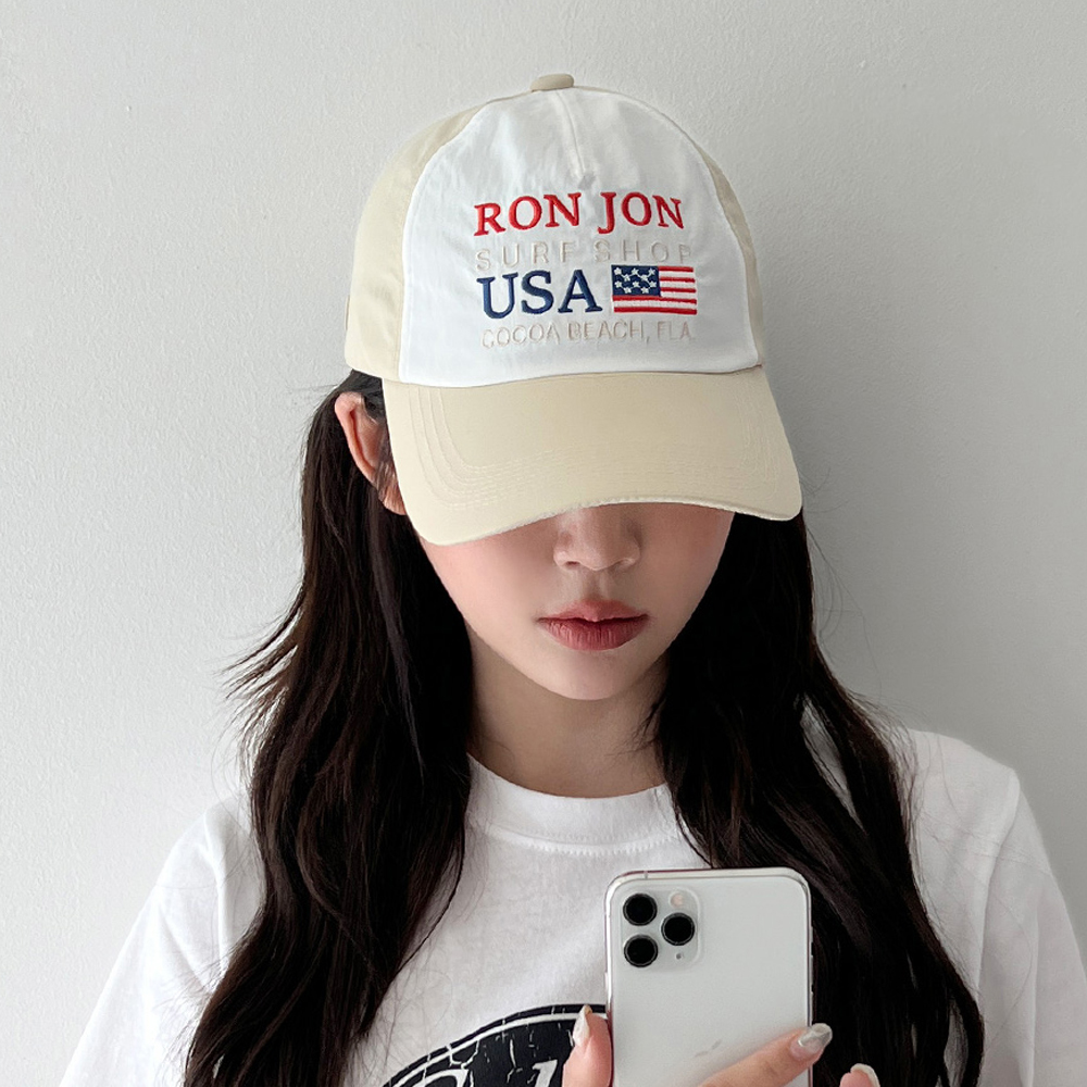 바스락 가벼운 나일론 USA레터링 볼캡 캐주얼 여름 야구모자 남녀공용 - 상세 이미지 2