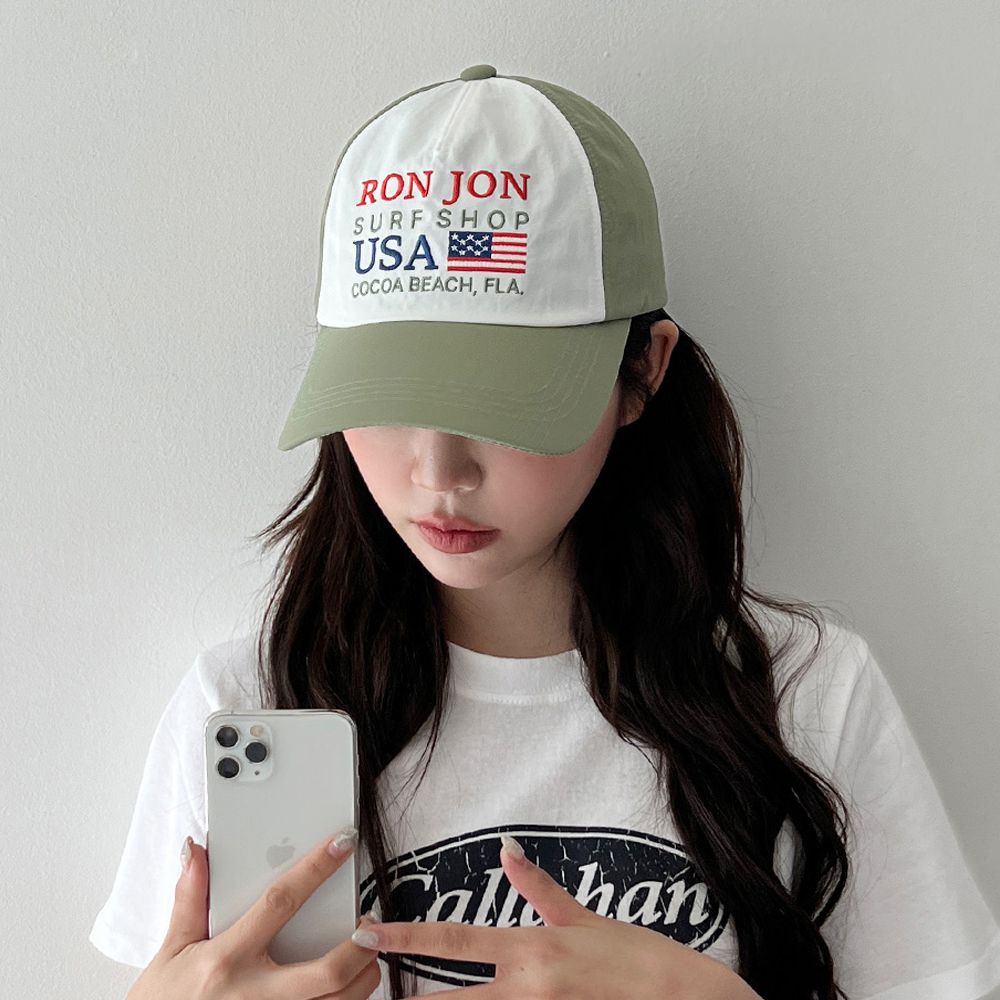 바스락 가벼운 나일론 USA레터링 볼캡 캐주얼 여름 야구모자 남녀공용 - 상세 이미지 5