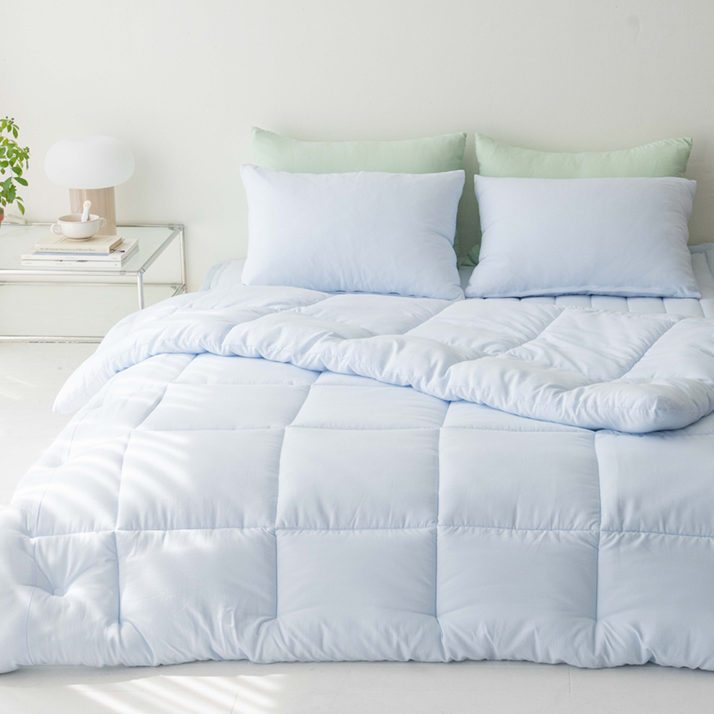 파우더리 사계절 부드러운 이불+패드+베개커버 기숙사 차렵이불 세트 슈퍼싱글