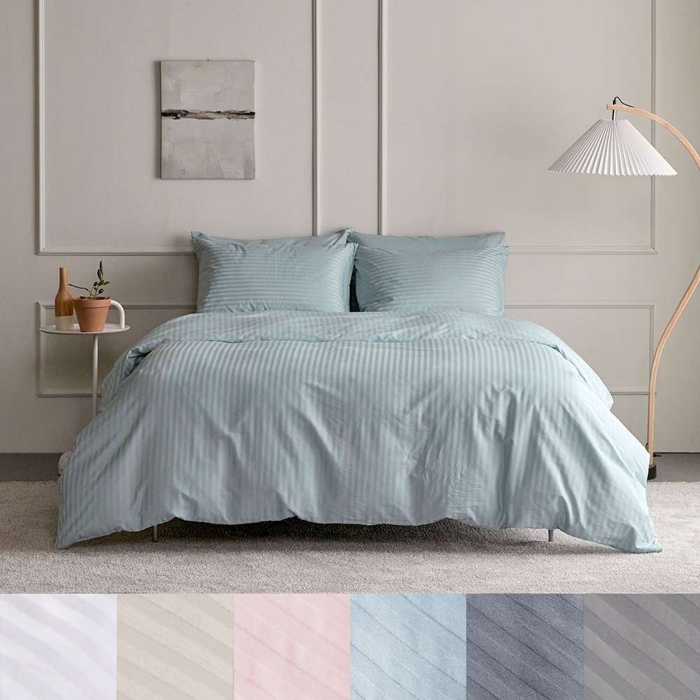 60수 순면100% 1CM 스트라이프 호텔 이불베개커버세트 SS