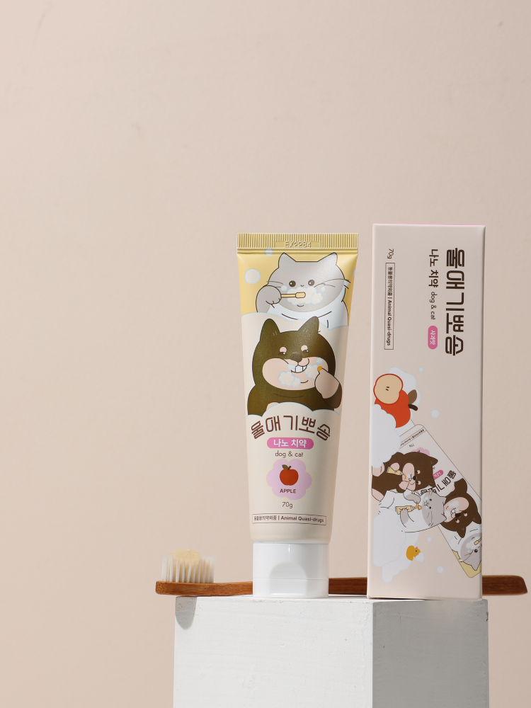 디어랩스 강아지바르는치약 울애기뽀송 강아지치석제거치약 사과향 70g 1개 - 상세 이미지 2