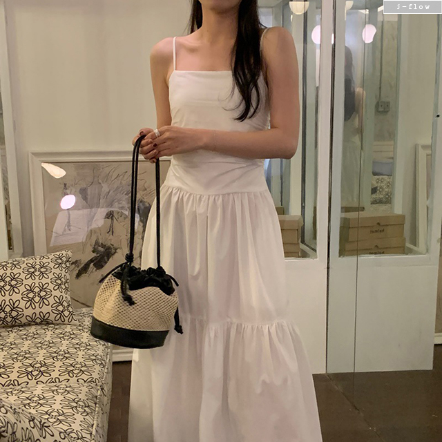멜드 맥시 나시 코튼 플레어 롱 원피스 3col 봄 여름 슬림 레이어드 스퀘어 제이플로우 이미지 6