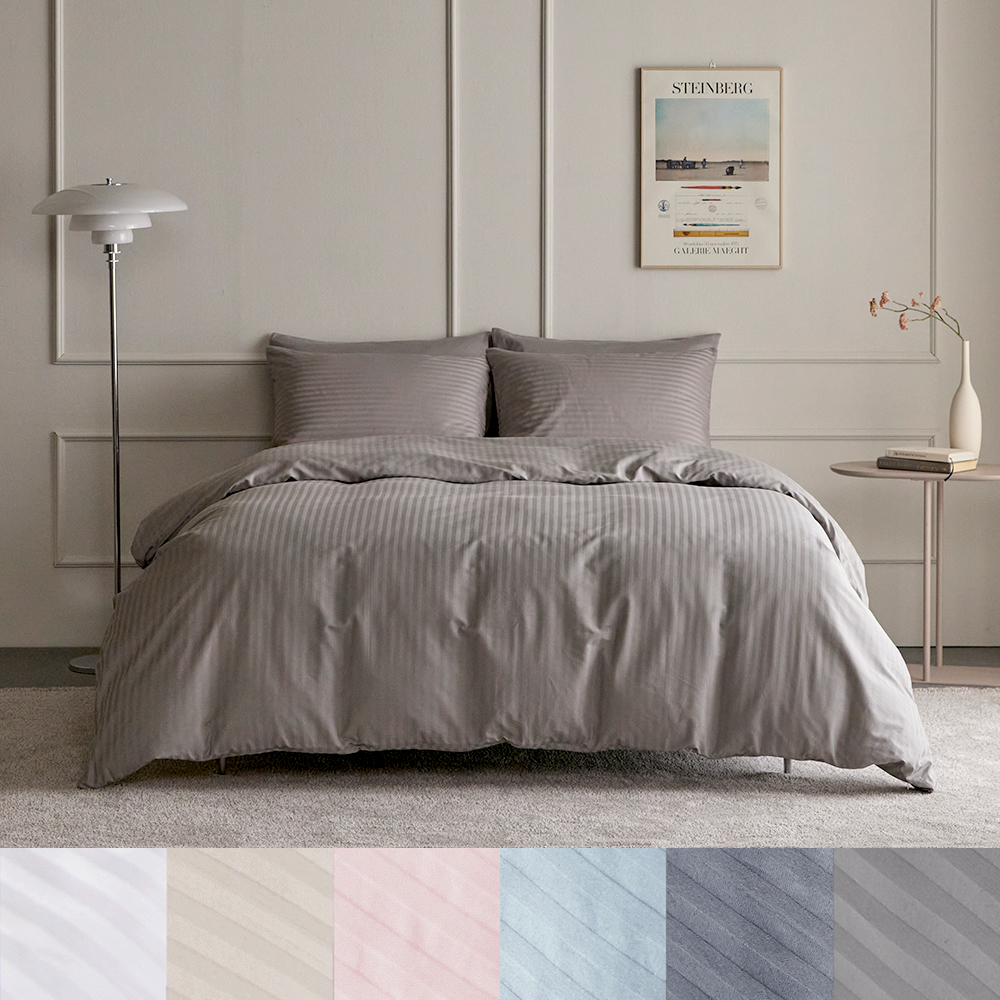 60수 순면100% 1CM 스트라이프 호텔 이불베개커버세트 SS