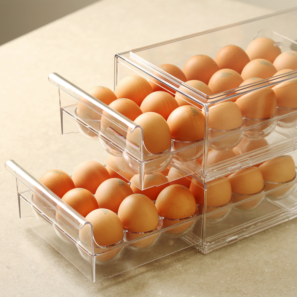 이음데코랩 투명 서랍형 계란트레이 계란보관함 18구