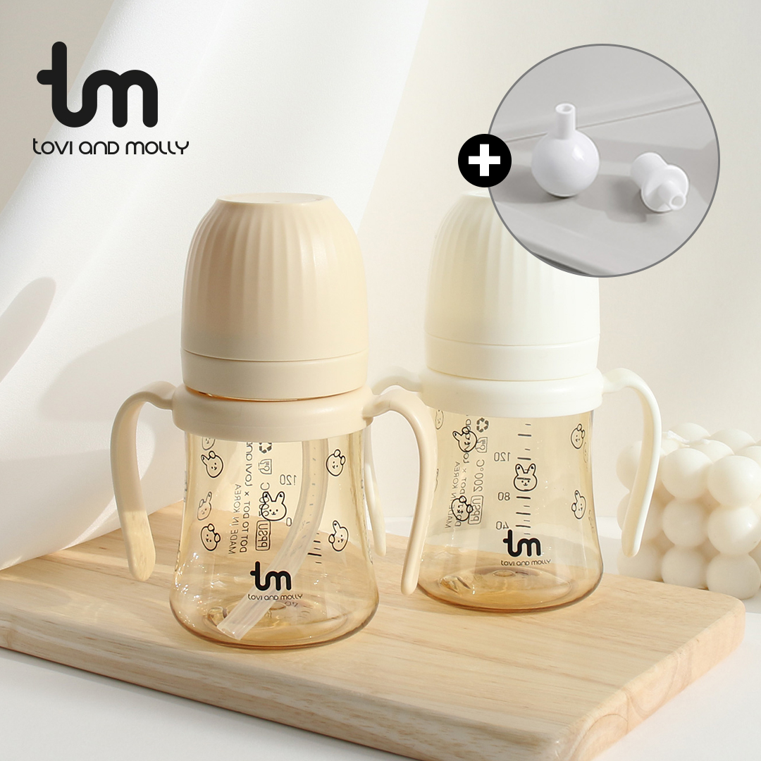 [토비앤몰리] 1+1 180ml 280ml 새지않는 아기 유아 어린이집 이유식 자기주도 빨대컵 - 상세 이미지 2
