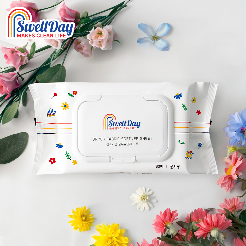 스웰데이 건조기시트 드라이 섬유 유연제 80매+80매 베이비파우더향 정전기방지 섬유보호