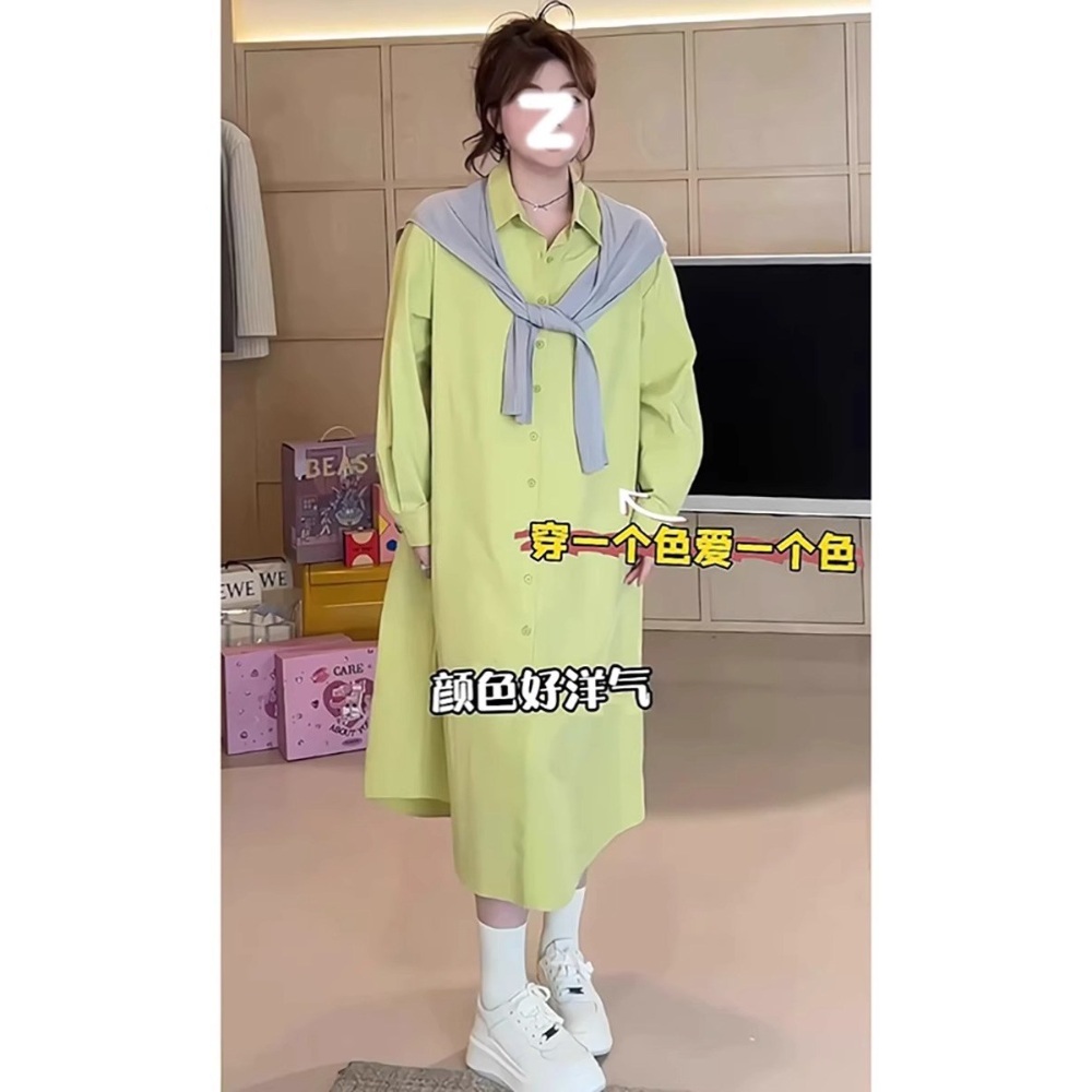 파스텔 셔츠 원피스 빅사이즈 봄 여름 데일리 - 상세 이미지 3