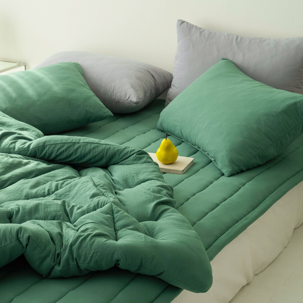 파우더리 사계절 부드러운 이불+패드+베개커버 기숙사 차렵이불 세트 슈퍼싱글