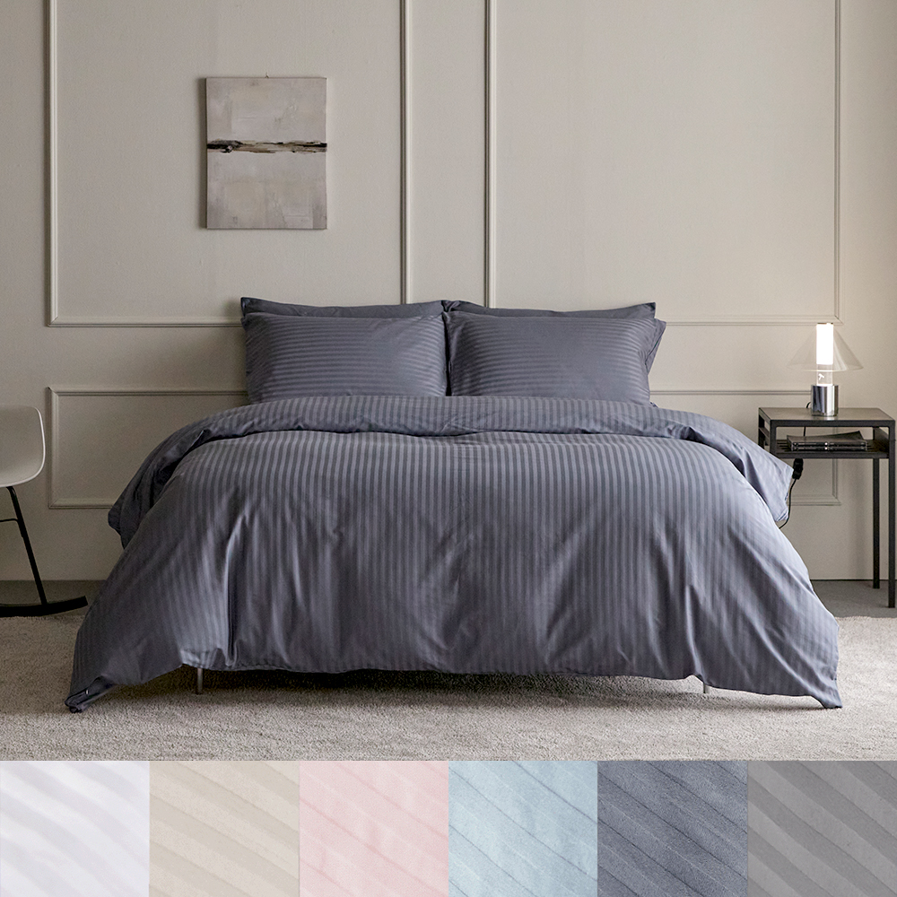 60수 순면100% 1CM 스트라이프 호텔 이불베개커버세트 SS