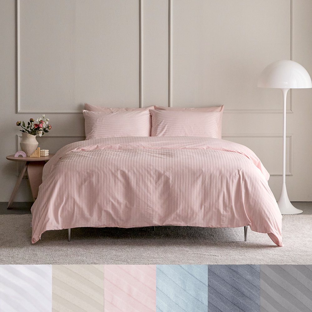 60수 순면100% 1CM 스트라이프 호텔 이불베개커버세트 SS