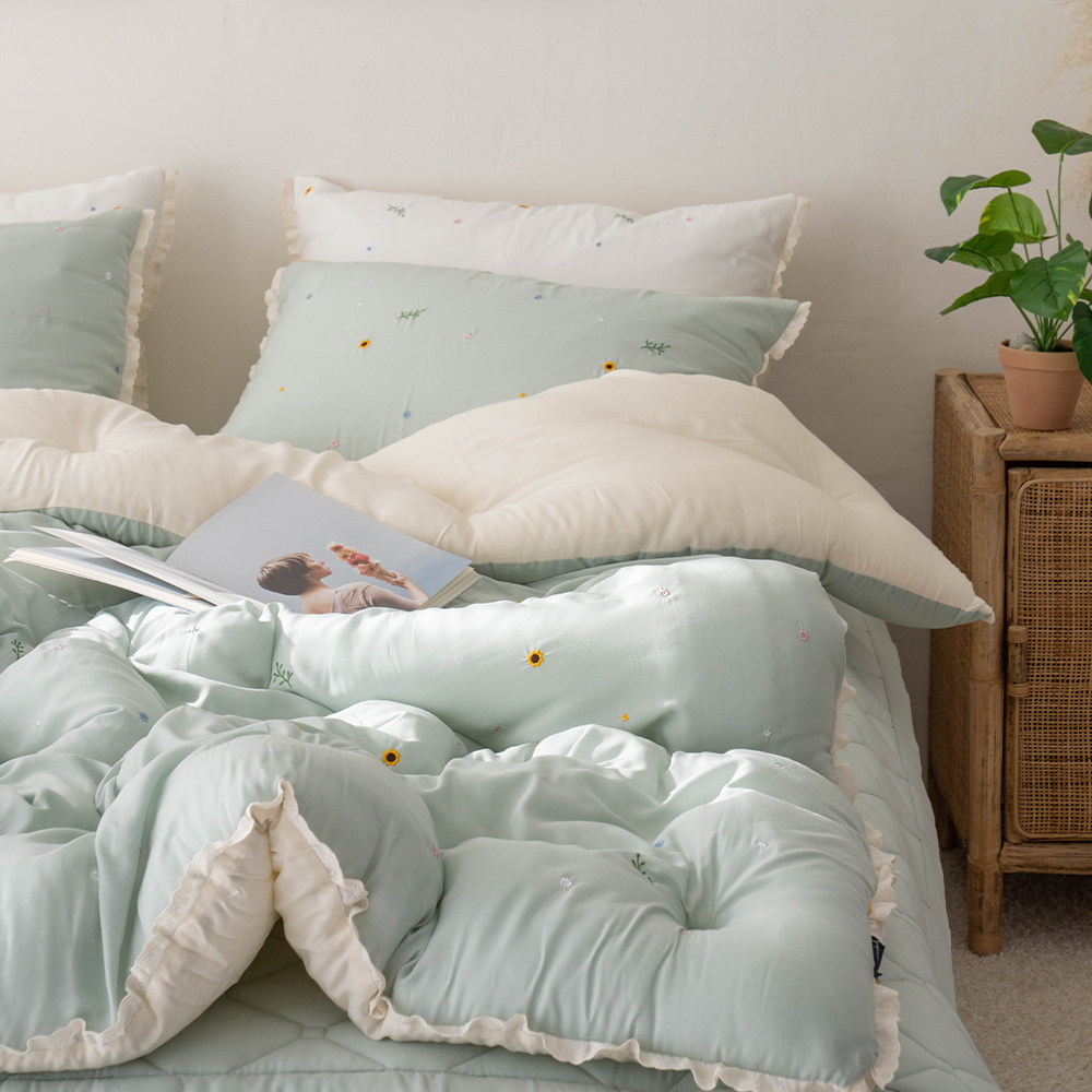 송화침장 모달이불 봄가을 간절기 슈퍼싱글 퀸 플라워 자수 차렵이불