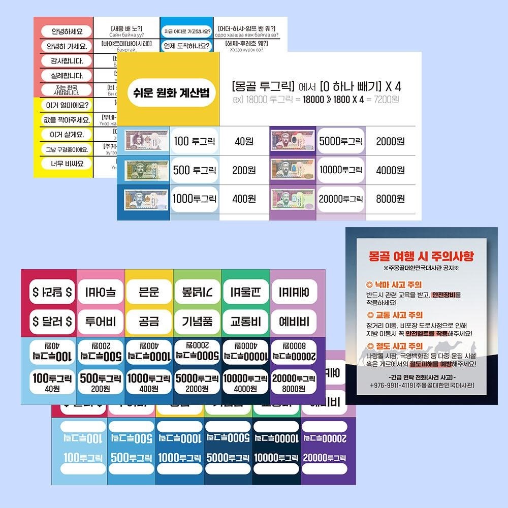 환전지갑 페소 바트 여행 지갑 베트남동 스티커 이미지 6