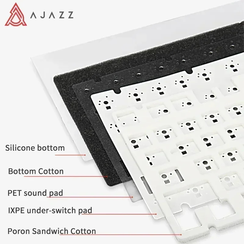 AJAZZ AK820 기계식 키보드 다기능 노브 가스켓 유선 무선 키보드 화이트 청축 - 상세 이미지 4